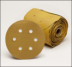 6 inch  gold paper PSA discs with 6 vacuum holes. - 6" gold paper PSA discs