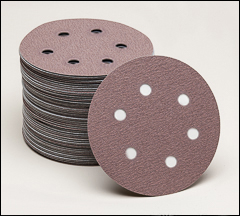 6 inch  red paper hook and loop discs with 6 vacuum holes. - 6" red paper hook and loop discs