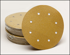8 inch  gold paper hook and loop discs with 8 vacuum holes. - 8" gold paper hook and loop discs