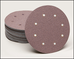 8 inch  red paper hook and loop discs with 8 vacuum holes. - 8" red paper hook and loop discs