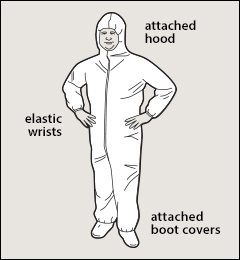 Coverall, elastic wrists, with hood and boot covers - Microporous PosiWear BA coveralls
